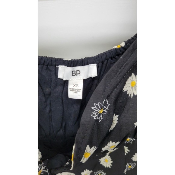 BP. Womens Ditsy Floral Tie Front Minidress xsmall Black/White Daisy - Picture 4 of 6